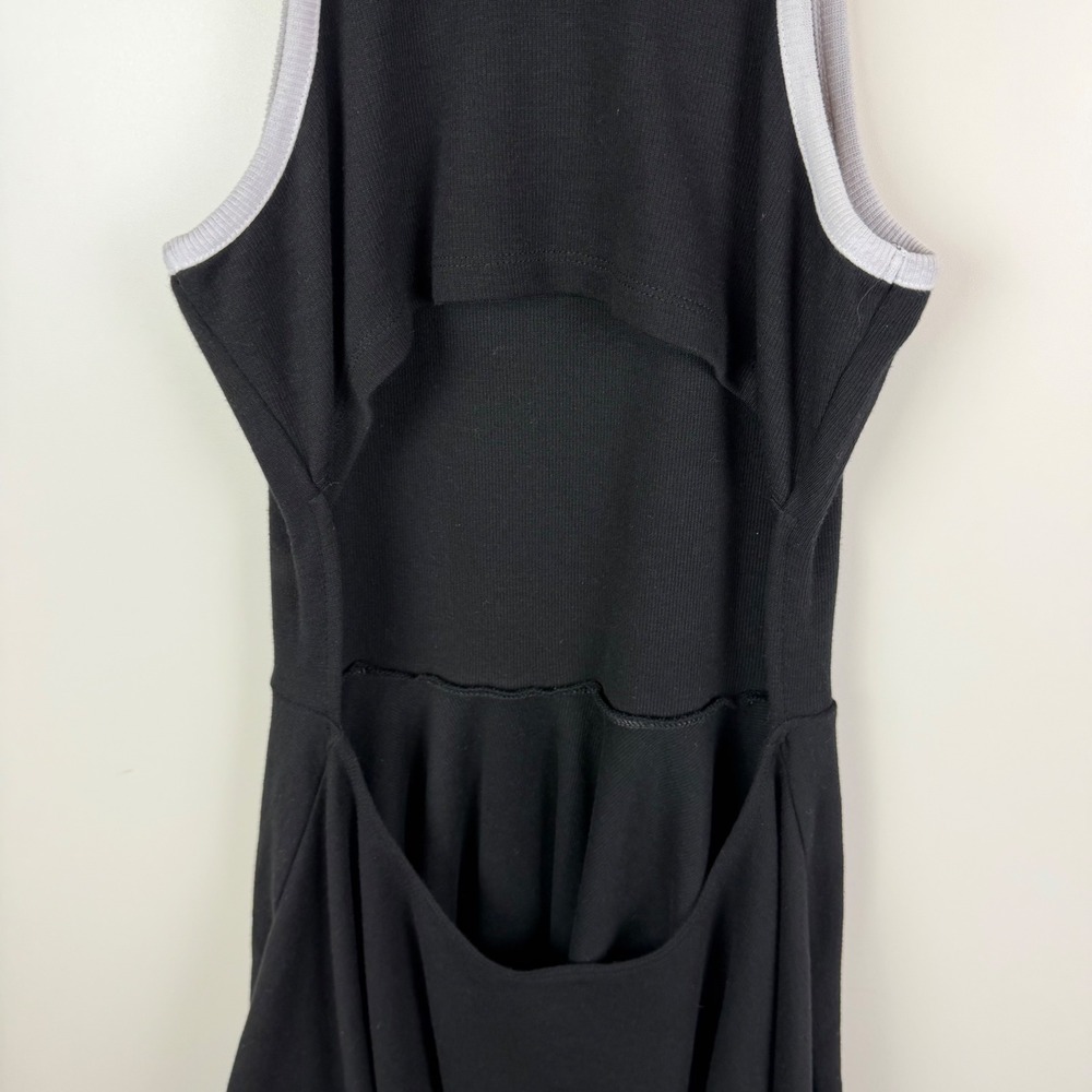 Daily Practice Anthropologie Cutout Fit and Flare Dress Small Black Ribbed Knit - Picture 3 of 13